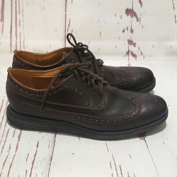 Cole Haan 9.5 Grand os wingtip lace up mens shoes brown